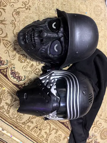 Two Black Plastic Costume Helmets/Masks (Skull and star wars style) - Used