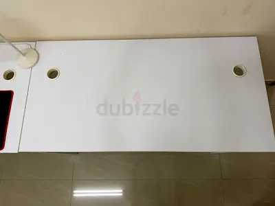 White Office Desk with Cable Grommets - Clean Compact Workstation. 200x60x75cm
