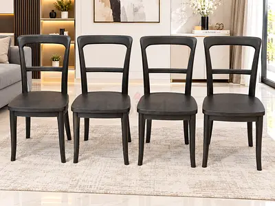 Pottery barn Set of 4 Solid Wood Dining Chairs - Dark Grey