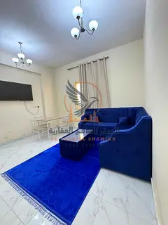Lowest-priced furnished 1-bedroom apartment with living room for monthly rent in Ajman 2 bathrooms A