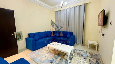 Two-bedroom apartment with a living room and balcony in Ajman, Al Rawda 1. Fully furnished with clean and tidy furniture.