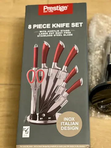 Prestige 8-piece Stainless Steel Knife Set with Acrylic Stand - New in Box