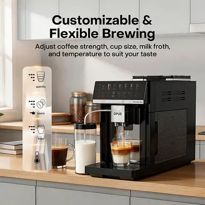 the Nutricook Opus 7 Smart One-Touch Coffee Machine (Barista Max), a fully automatic bean-to-cup esp