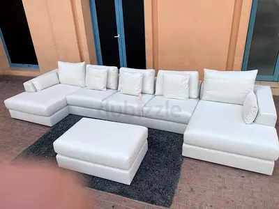 Amazing Condition Marina Home feather 🪶 filled U Shape Sofa Beige with footstool