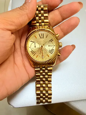 Gold-tone women’s chronograph wristwatch, running, good condition