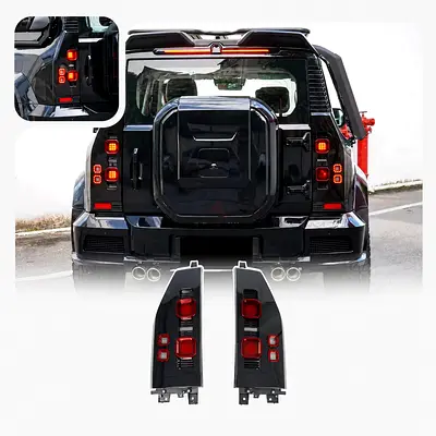 Jetour T2 Defender Style LED Tail Lights | Premium Black Rear Light Set