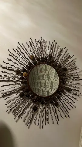 Decorative sunburst wall mirror (metal frame) - good condition