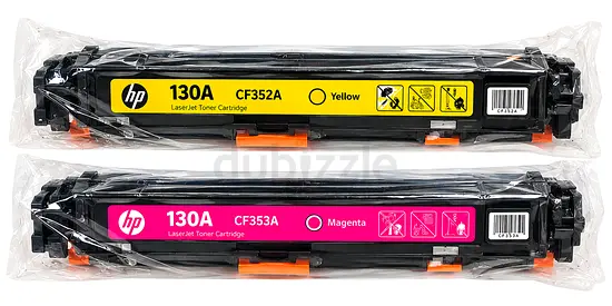 Set of 2 HP 130A (CF352A + CF353A) Yellow & Magenta Laser Toner Cartridges - New