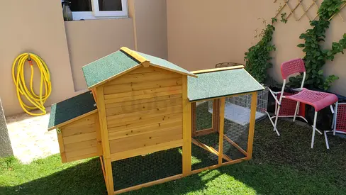Wooden Outdoor Chicken, Rabbit Hutch with Run -