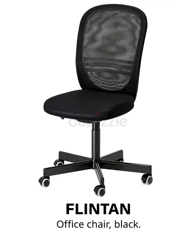 FLINTAN black mesh office chair - adjustable, on wheels