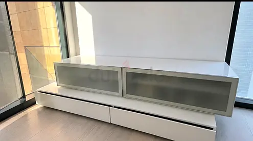 Porada Italian TV Console & Storage Unit - White, Adjustable Length (Good Condition)