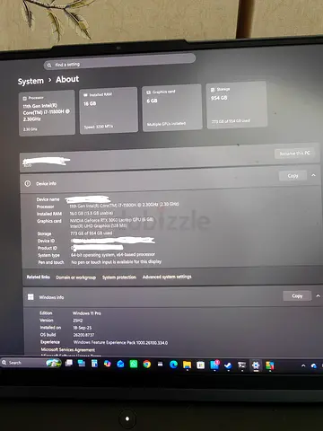 Lenovo Legion laptop - Intel i7-11800H, 16GB RAM, RTX 3060, 1TB SSD, original charger, good battery