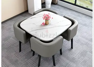 White Rectangular Dining Table with 4 Chairs - Good Condition