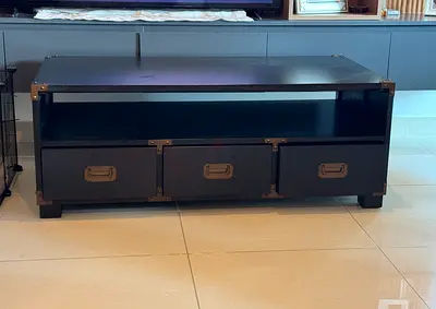 Super Deal ! Pottery Barn - Dark wooden TV cabinet / media console with drawers