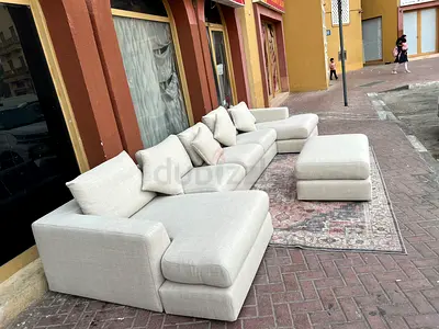 Comfortable, Marina Home U Shape Sofa Beige with footstool