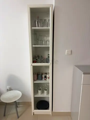 Slim White Glass Display Cabinet / Cupboard - Good Condition