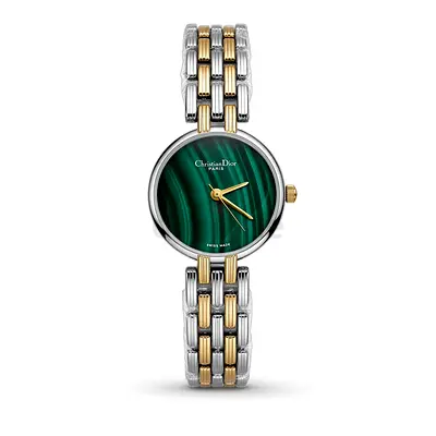 Christian Dior ladies two-tone watch with green malachite dial