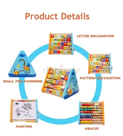 Wooden Activity Centre Triangle Toys for Toddlers, Educational Early Learning Tool with Alphabet and