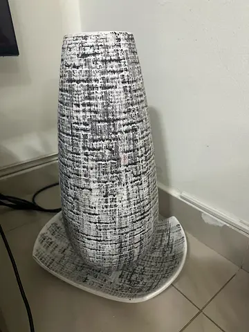 Large Decorative Ceramic Floor Vase in White/Black Texture
