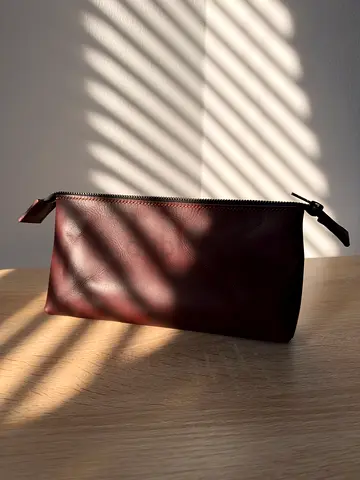 Handcrafted Leather Travel Pouch Size - (24 cm (L) × 12 cm (H))
