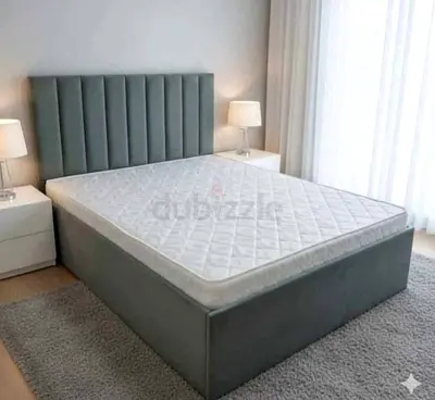 Brend New fabric wooden Queen size 150x190 bed with Madical Matress Available