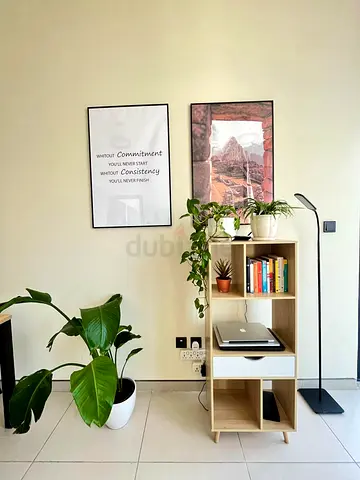 Small wooden bookshelf with drawer — light oak, compact storage unit