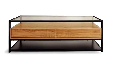 Pan Home WALTER Coffee Table with Glass Top & Storage