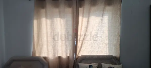 Beige fabric curtains - set of 2, ready to hang