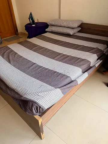 Single wooden bed frame with mattress - good condition