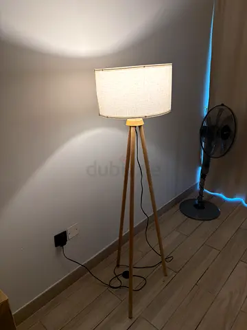 Wooden Tripod Floor Lamp with White Fabric Shade at half price - 3 colour