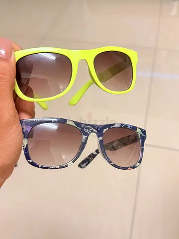 Kids sunglasses - neon yellow and patterned frames, good condition