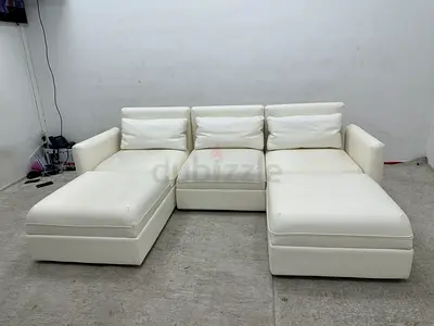 IKEA leather modular sofa with ottomans