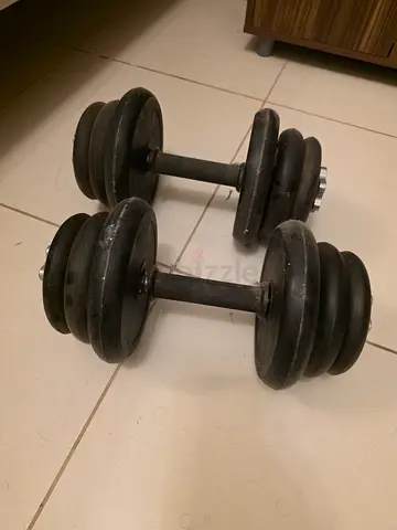 Pair of adjustable cast iron dumbbells - used, solid set