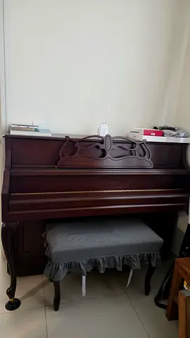 Upright Wooden Piano with Matching Bench - Dark Finish
