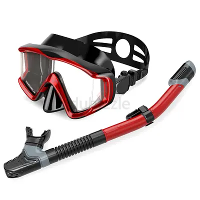 Snorkel Mask and Breathing Tube Set - Red/Black, Like New