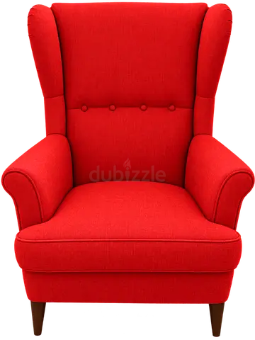 Red Wingback Armchair with Wooden Legs - Good Condition- ikea