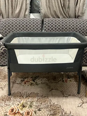 Juniors Dark Grey Bedside Crib / Co-Sleeper with Mattress – AED 70