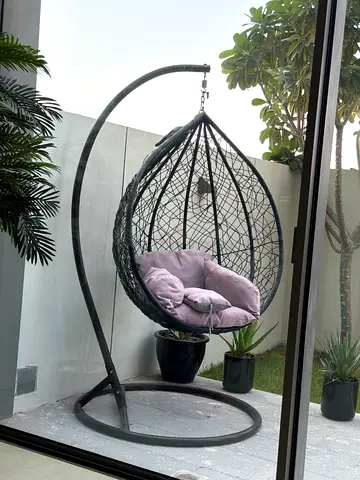 Hanging Egg Swing Chair with Stand and Cushion