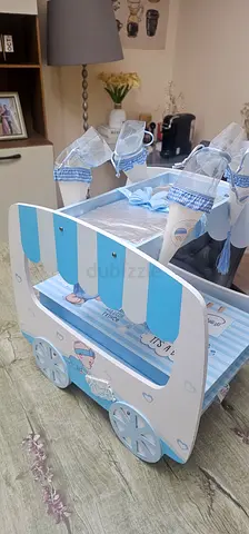 Wooden Baby Cradle Rocker - Light Blue Nursery Cradle