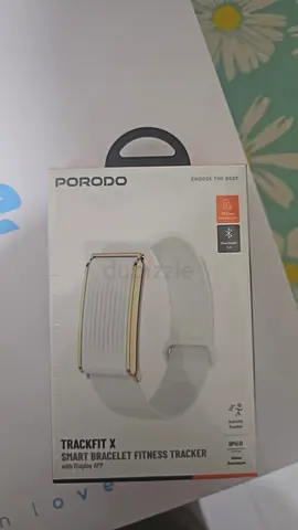 Porodo Trackfit X Smart Bracelet Fitness Tracker, 120+ Sports Modes, White color for sale