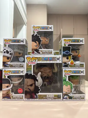 Lot of 6 One Piece Funko Pop! Figures — Boxed (Law, Kaido, Trafalgar, Whitebeard & more)