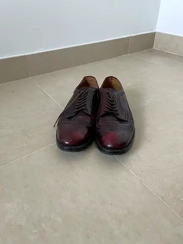 Used Burgundy Leather “Grifoni” Oxford Brogues, Size EU42, Made in Italy