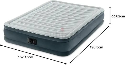 Intex Inflatable Comfort Plush Air Mattress - Fiber Tech, Built-in Pump - 137x191x33 cm