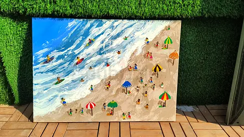 Textured Canvas Painting | Beach Painting Original | Impasto Wall Decor