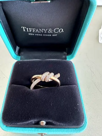 Tiffany Double Row Knot Ring in Yellow Gold with Diamonds
