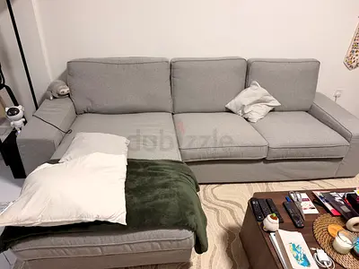 KIVIK 3-seat sofa with chaise longue, Tibbleby beige/grey (4 month old)