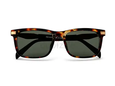 Prada Tortoiseshell Rectangular Sunglasses - Dark Green Lenses