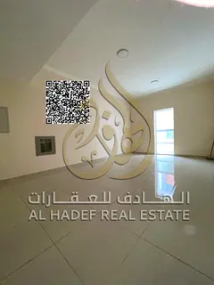 Private 1BR in Al Jurf 2, Ajman, 2 baths, balcony, central gas kitchen, spacious layout. AED 35K/yea