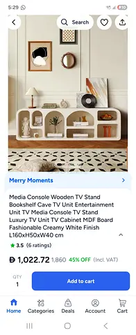 Creamy White Wooden Media Console TV Stand with Shelves