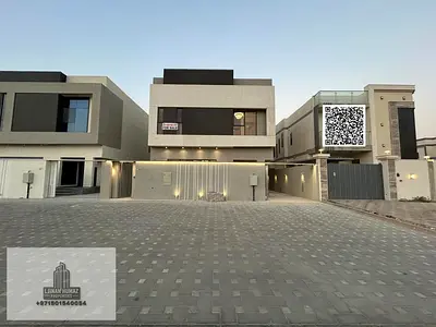 Villa for sale in Al Yasmeen, Ajman. Features 5 master bedrooms, a majlis, and a living area. Includes electricity and water charges, as well as air c